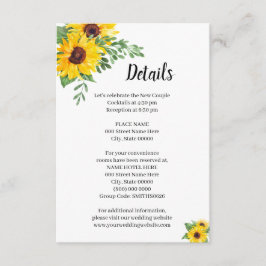 Details zonnebloemen Vrijgezellenfeest bruiloft Informatiekaartje