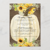 Details zonnebloempels Herfst pompoen bruiloft Informatiekaartje (Voorkant)