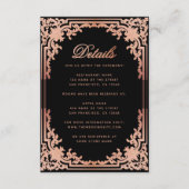 Details Zwart Roze Elegant Script Bruiloft Informatiekaartje (Voorkant)