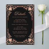 Details Zwart Roze  Elegant Script Bruiloft Informatiekaartje