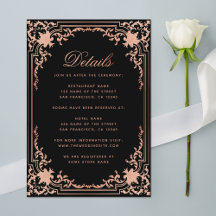 Details Zwarte Roze Vintage Elegant Script Trouwen