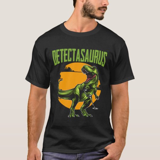 Detectasaurus Treasure Hunting Dinosaur Trex Metal T-shirt (Voorkant)