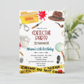 Detective birthday Party Invitation  Kaart (Staand voorkant)