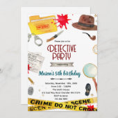 Detective birthday Party Invitation  Kaart (Voorkant / Achterkant)