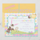 Detective Bunny Easter Egg Hunt Uitnodiging (Voorkant / Achterkant)