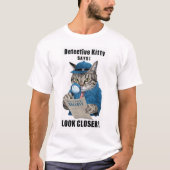 Detective Cat Illustration T-shirt (Voorkant)