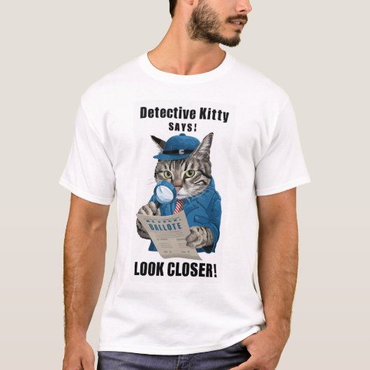 Detective Cat Illustration T-shirt (Voorkant)