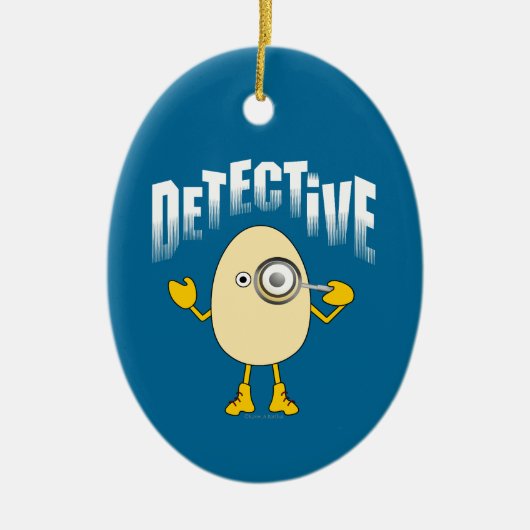 Detective Egghead Text Keramisch Ornament (Voorkant)