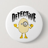 Detective Egghead Text Ronde Button 7,6 Cm (Voorkant)