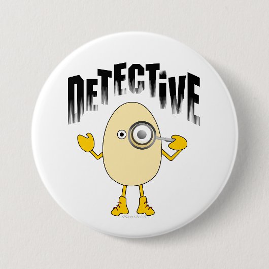 Detective Egghead Text Ronde Button 7,6 Cm (Voorkant)