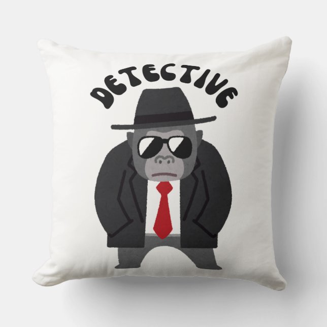 Detective Gorilla Throw Pillow – Bold Throw Pillow Kussen (Voorkant)