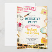 Detective meisje feest uitnodiging (Voorkant / Achterkant)