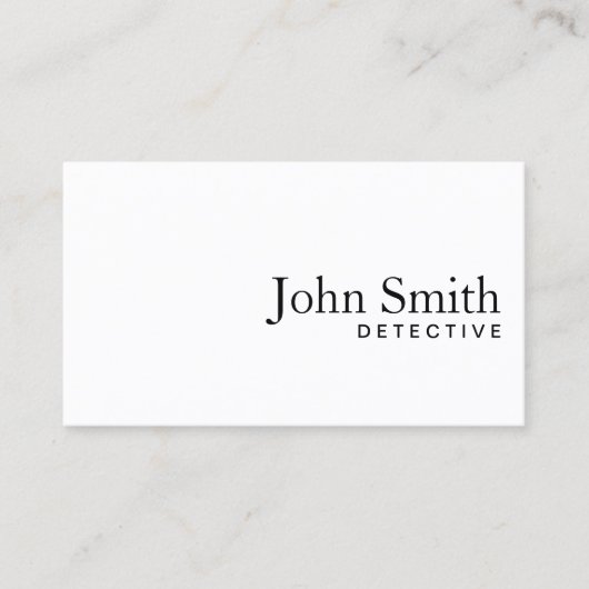 Detective Minimalist Plain White Visitekaartje (Voorkant)