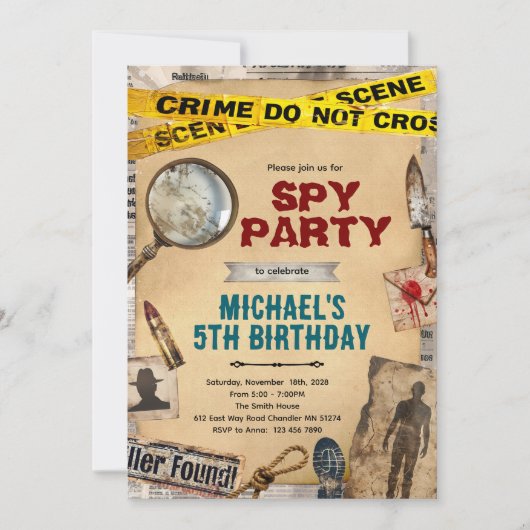 Detective Mystery Birthday Invitation Kaart (Voorkant)