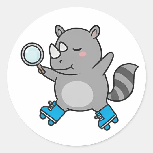 Detective Neushoorn Ronde Sticker (Voorkant)