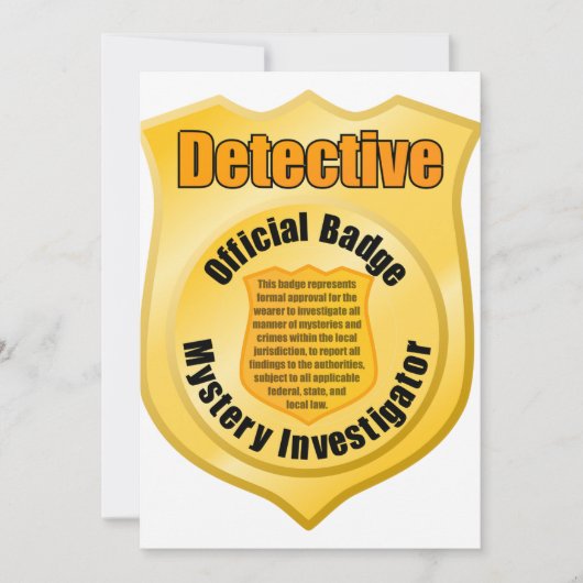 Detective Official Badge Mystery Investigator Kaart (Voorkant)