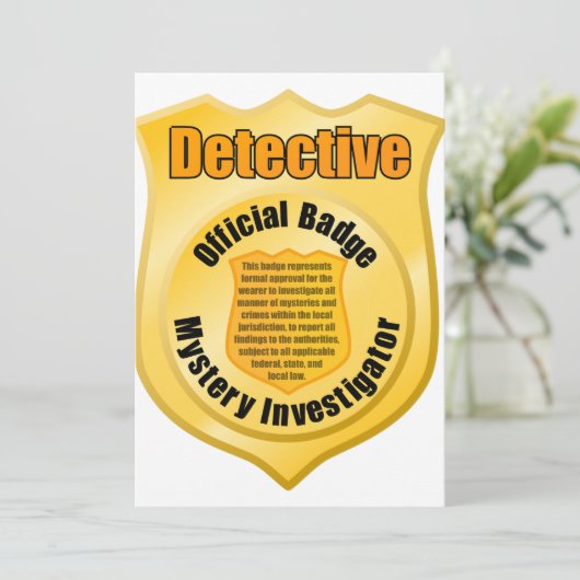 Detective Official Badge Mystery Investigator Kaart (Staand voorkant)