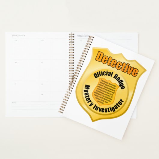 Detective Official Badge Mystery Investigator Planner (Display)