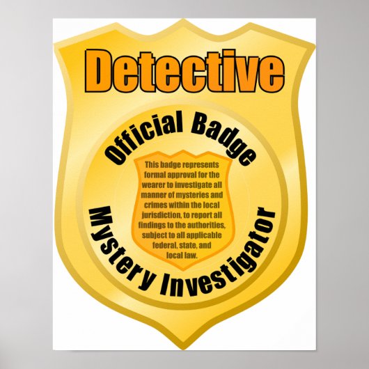 Detective Official Badge Mystery Investigator Poster (Voorkant)