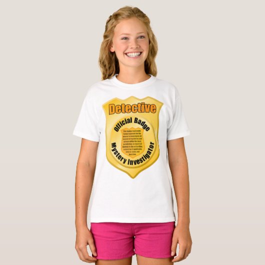 Detective Official Badge Mystery Investigator T-shirt (Voorkant volledig)