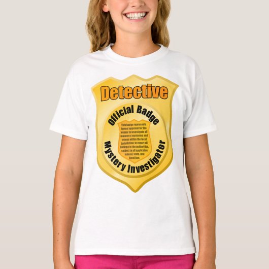 Detective Official Badge Mystery Investigator T-shirt (Voorkant)