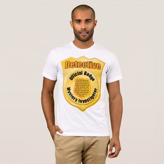 Detective Official Badge Mystery Investigator T-shirt (Voorkant volledig)