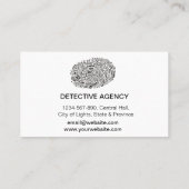 Detective Private Investigator Finger Print Secure Visitekaartje (Achterkant)