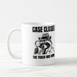 Detective Raccoon "Case Closed" Humor Graphic Koffiemok