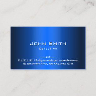 Detective Royal Blue Metal Visitekaartje
