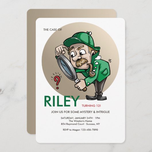 Detective Sherlock Uitnodiging (Voorkant / Achterkant)