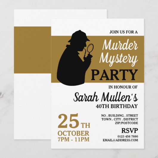 Detective Silhouette, Murder Mystery Birthday Kaart (Voorkant / Achterkant)