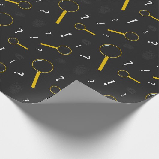 Detective Spyglass en Vingerafdrukken Fun Cadeaupapier (Hoek)