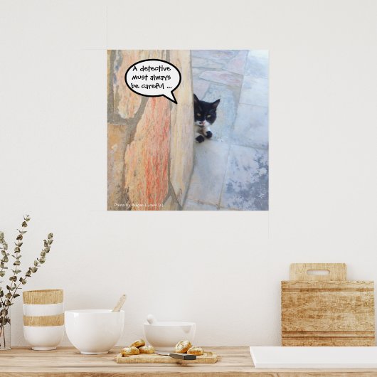 DETECTIVEKAT ACHTER DE STENEN MUUR / Vaderdag Poster (Keuken)