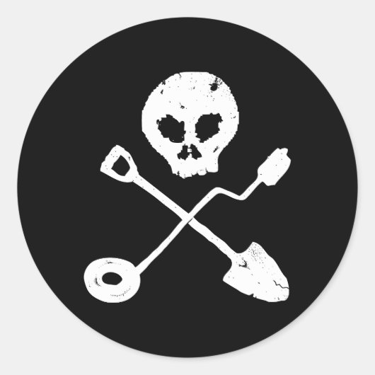 Detectorist Skull - Sondengänger Schädel Ronde Sticker (Voorkant)