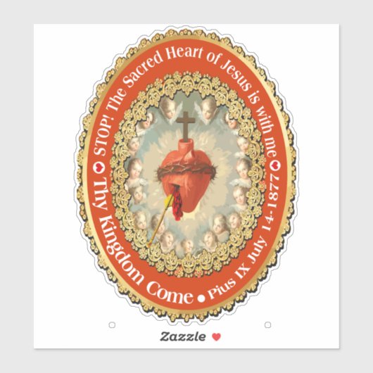 DETENTE Sacred Heart Pope Pius lX Prayer Sticker (Vel)
