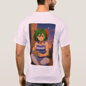 Determined Sunset Warrior – Anime Girl Art T-shirt (Achterkant)