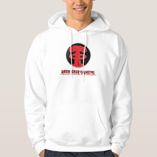 Deth Grip Red Logo op White Hoodie (Voorkant)