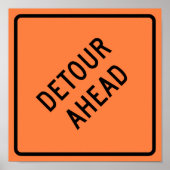 Detour Construction Highway SIgn Poster (Voorkant)