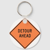 Detour Construction Highway SIgn Sleutelhanger (Voorkant)