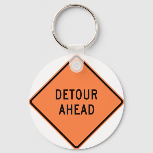 Detour Construction Highway SIgn Sleutelhanger (Voorkant)