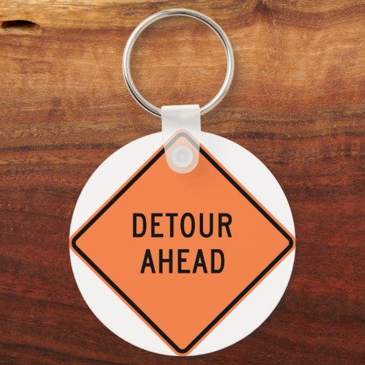 Detour Construction Highway SIgn Sleutelhanger (Voorkant)