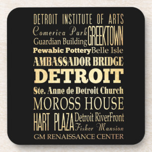 Detriot City of Michigan State Typography Art Drankjes Onderzetter