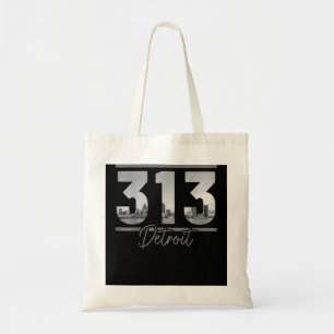 Detroit 313 Area Code Skyline Michigan  Tote Bag