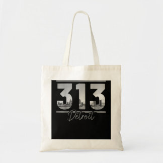 Detroit 313 Area Code Skyline Michigan  Tote Bag