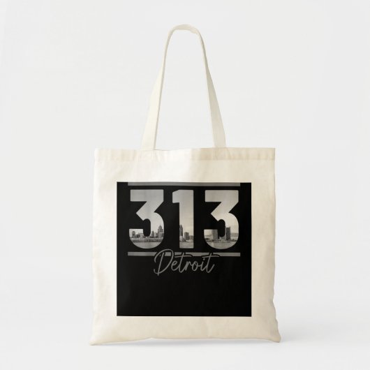 Detroit 313 Area Code Skyline Michigan Tote Bag (Voorkant)