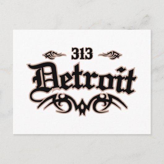 Detroit 313 briefkaart (Voorkant)