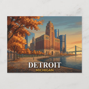 Detroit-ansichtkaart   Guardian Building Skyline Briefkaart