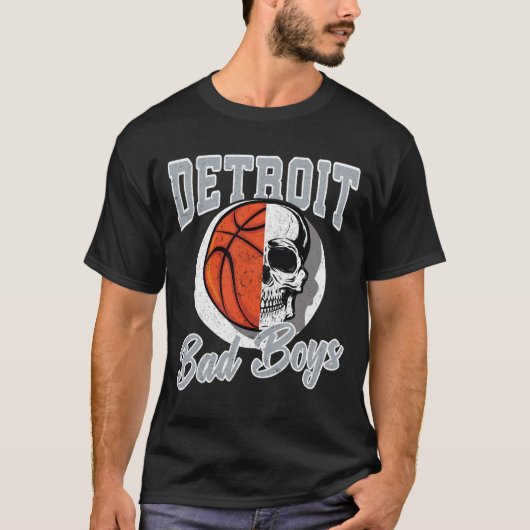 Detroit Bad Boys Basketbal Skull USA T-shirt (Voorkant)