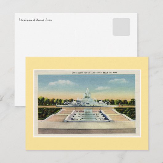  Detroit Belle Isle Memorial Fountain Briefkaart (Voorkant / Achterkant)
