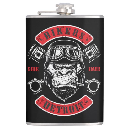 Detroit Biker Motorrad Chopper Gorilla Heupfles (Voorkant)